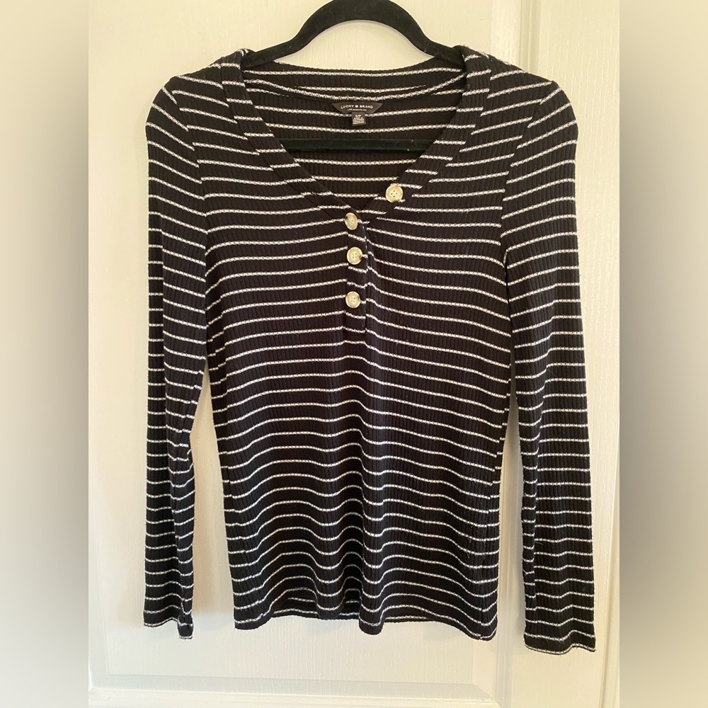 Lucky Brand Black Stripe Top